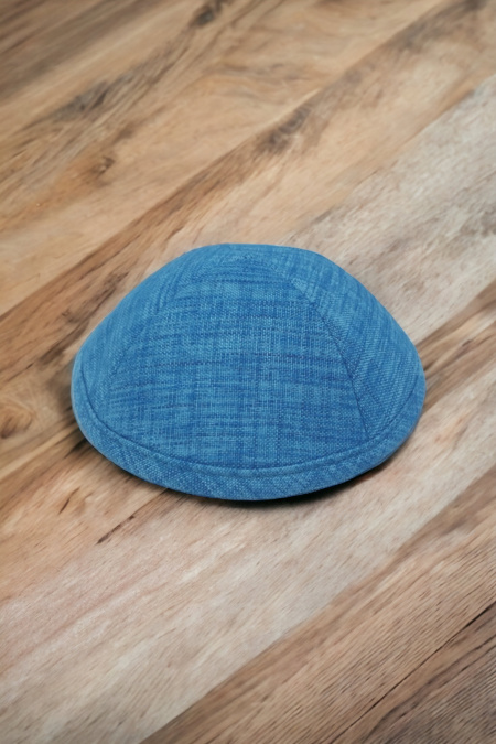 Kippa en lin turquoise de haute qualité 18 cm