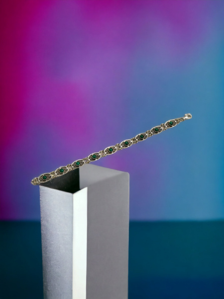 PURE SILVER BRACELET SET WITH PRECIOUS STONES