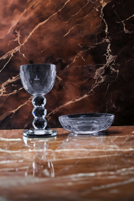 Verre de Kidoush en cristal 3 sphères