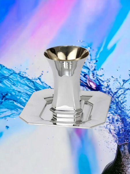 VERRE DE KIDOUSH DE LUXE POUR MARIÉ EN ARGENT PUR : 925 ARGENT STERLING