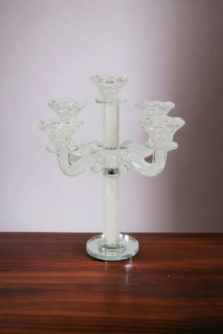 Bougeoirs en cristal 5 branches 30 cm