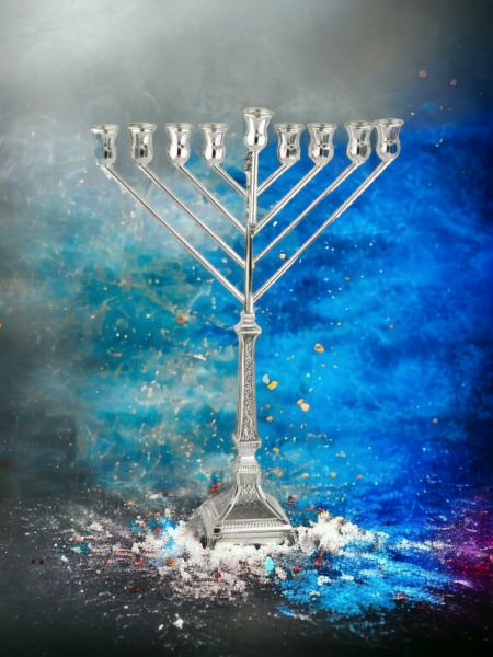 'HANOUKIA 'HABAD MARTELÉ (S) EN ARGENT PUR : 925 ARGENT STERLING 