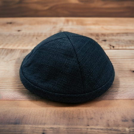 Kippa en lin brut bleu 18 cm de haute qualité 