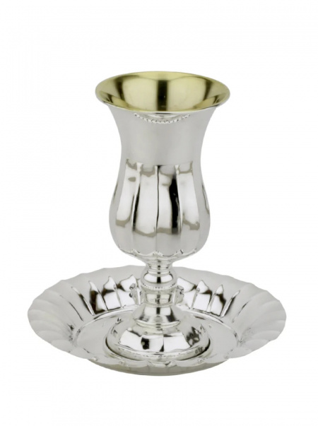 Ensemble de kiddouch en argent sterling 925 : Un gobelet & une assiette assortie