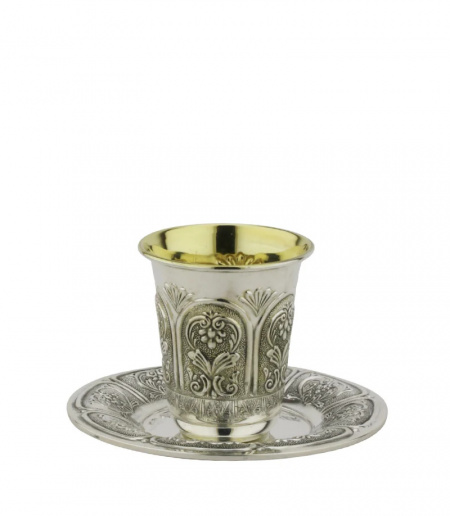 Verre Revi'it et petite assiette 925 Sterling Argent Pur Pour Chabbat Et Fêtes Juives