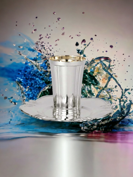 VERRE DE KIDOUSH DE LUXE POUR MARIÉ EN ARGENT PUR : 925 ARGENT STERLING
