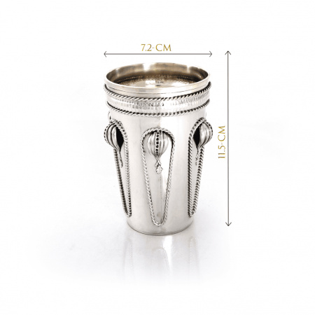 VERRE DE KIDOUSH DE LUXE DES 4 FLEUVES DU JARDIN D'ÉDEN EN ARGENT PUR : 925 ARGENT STERLING