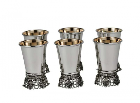 6 verres à liqueur de luxe en argent sterling 925 : argent pur
