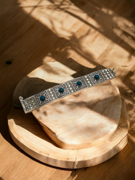 PURE SILVER BRACELET SET WITH PRECIOUS STONES