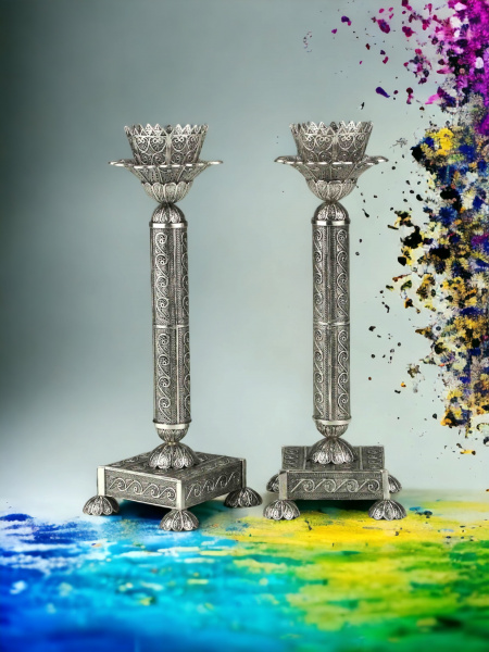 BOUGEOIRS EN ARGENT PUR 