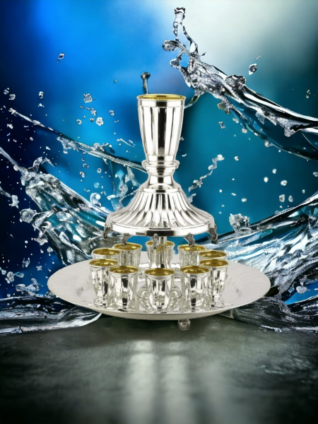 FONTAINE À VIN À CAPACITE 10 VERRES EN ARGENT PUR : 925 ARGENT STERLING 