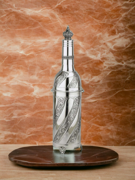 PORTE-BOUTEILLE À VIN MARTELÉ EN ARGENT PUR : 925 ARGENT STERLING 