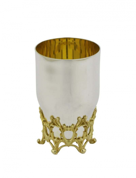 Coupe de kidoush fabriquée en argent sterling 925 + plaqué or