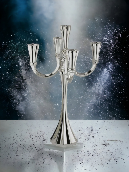 CANDELABRE DE LUXE 5 BRANCHES EN ARGENT PUR : 925 ARGENT STERLING 