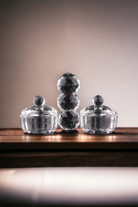  Salière hexagonale en cristal + couvercle