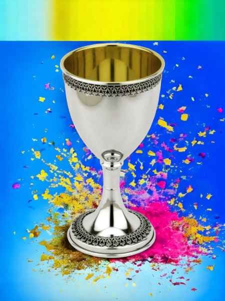 Verre / coupe à vin en argent pur - argent 925 sterling pour Chabbat et Fêtes Juives 