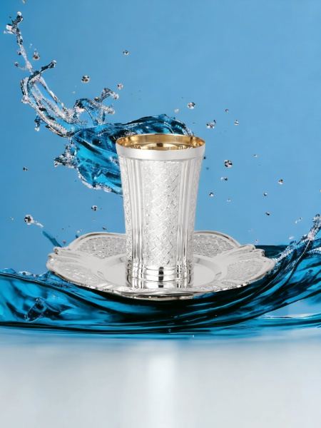VERRE DE KIDOUSH DE LUXE  POUR MARIÉ EN ARGENT PUR : 925 ARGENT STERLING