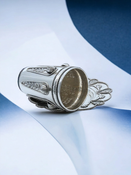 VERRE DE KIDOUSH DE LUXE DES 4 FLEUVES DU JARDIN D'ÉDEN EN ARGENT PUR : 925 ARGENT STERLING