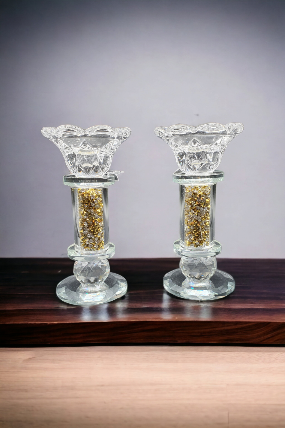 Bougeoirs en cristal à éclats mixtes