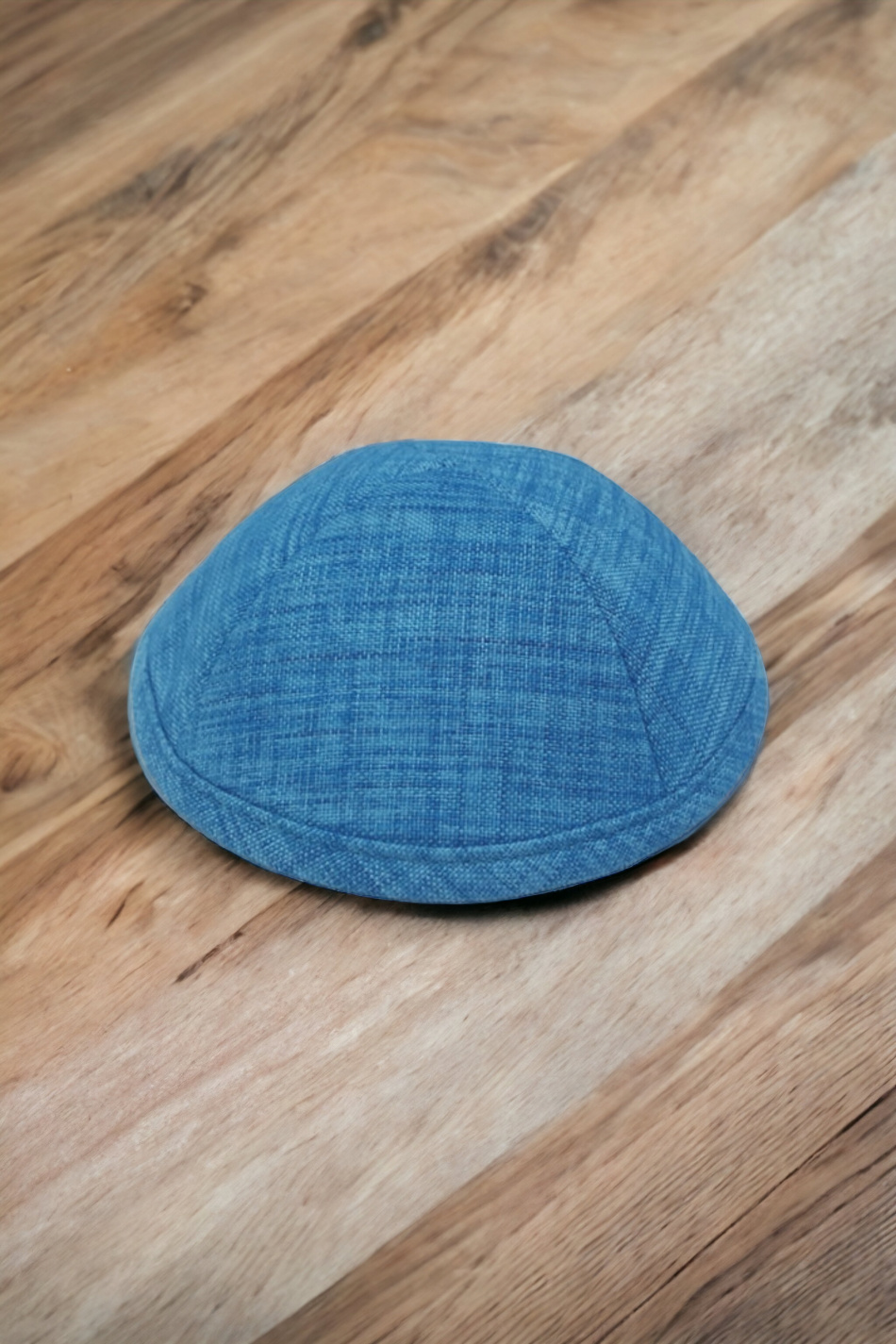 Kippa en lin turquoise de haute qualité 18 cm