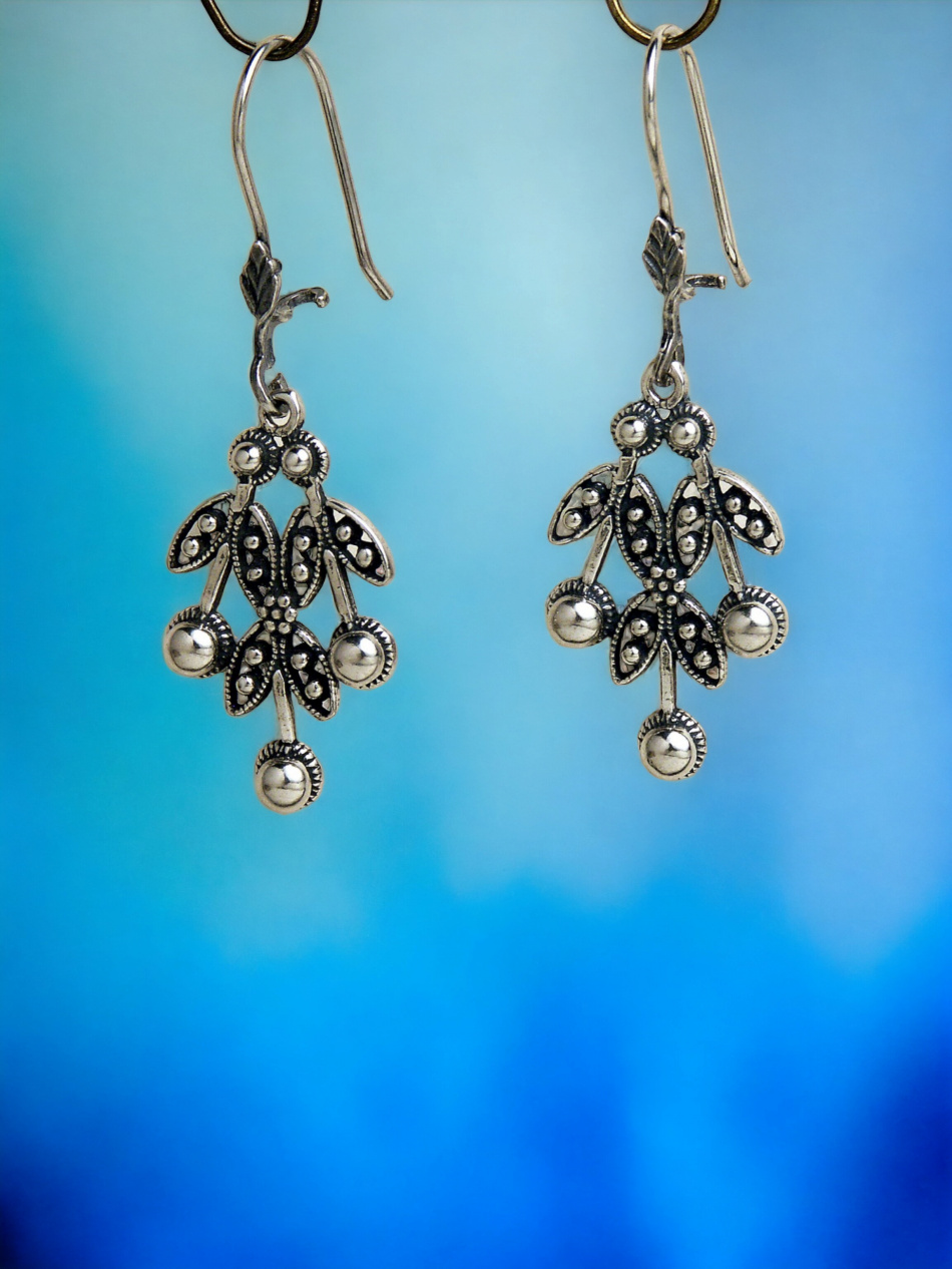 עגילי כסף טהור 925 בדוגמת תותים