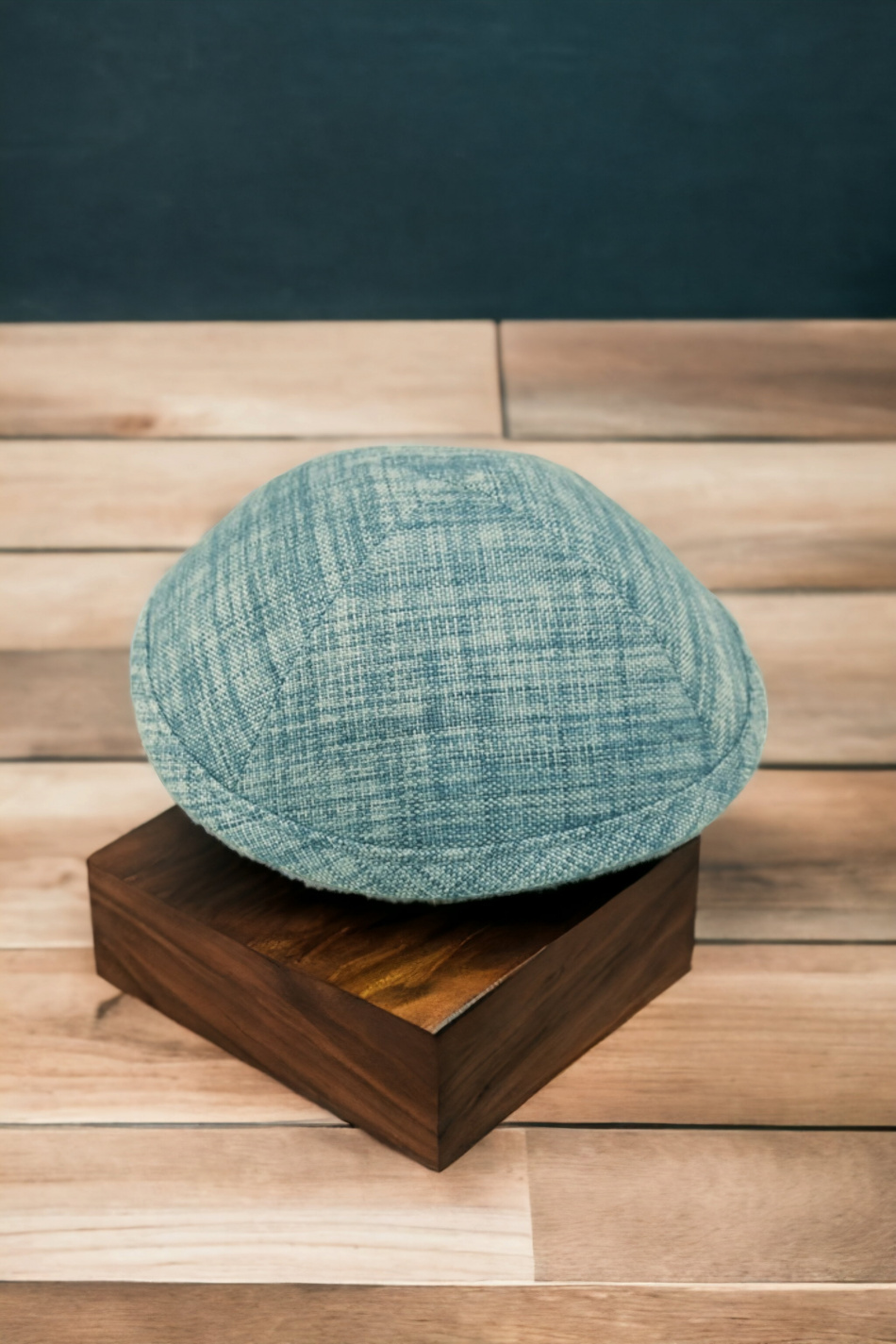 Kippa en lin gris de haute qualité 18 cm