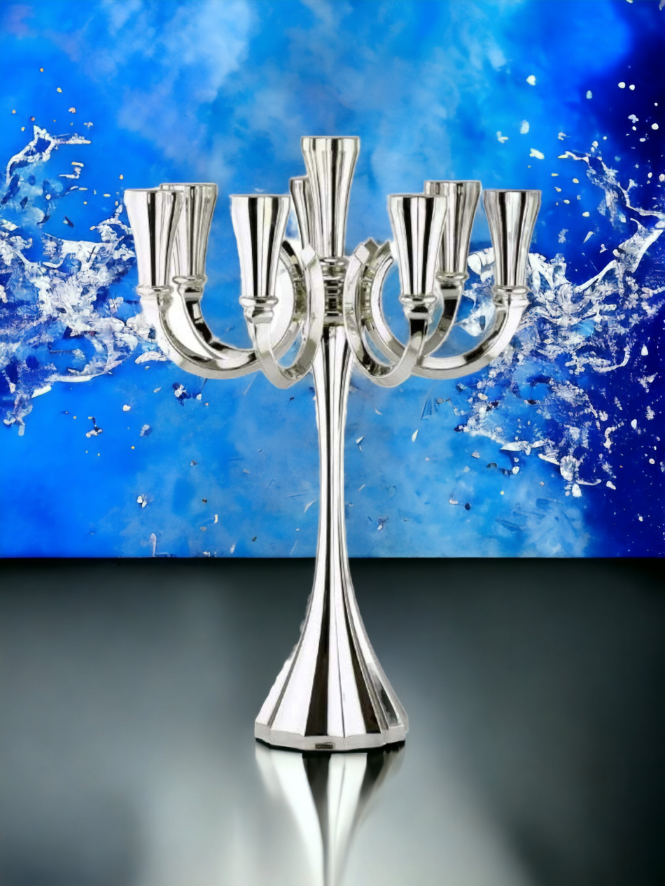 CANDELABRE DE LUXE 8 BRANCHES EN ARGENT PUR : 925 ARGENT STERLING 