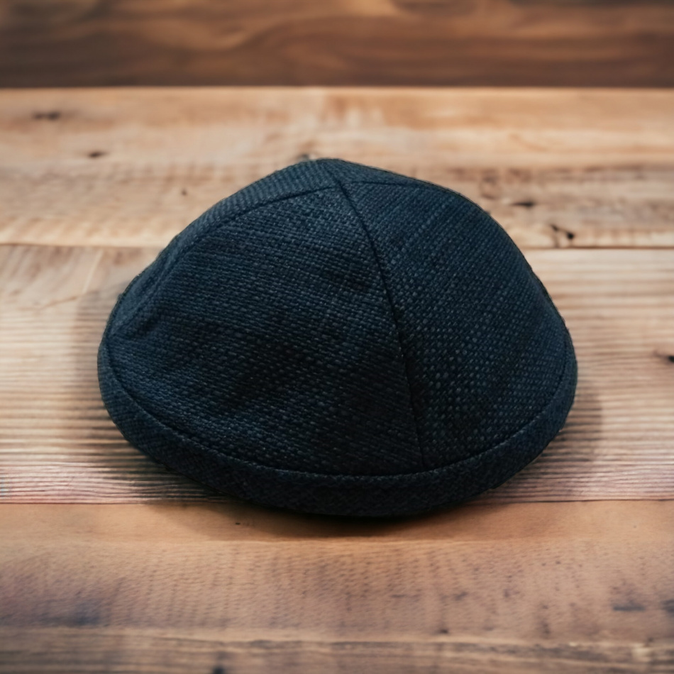 Kippa en lin brut bleu 18 cm de haute qualité 