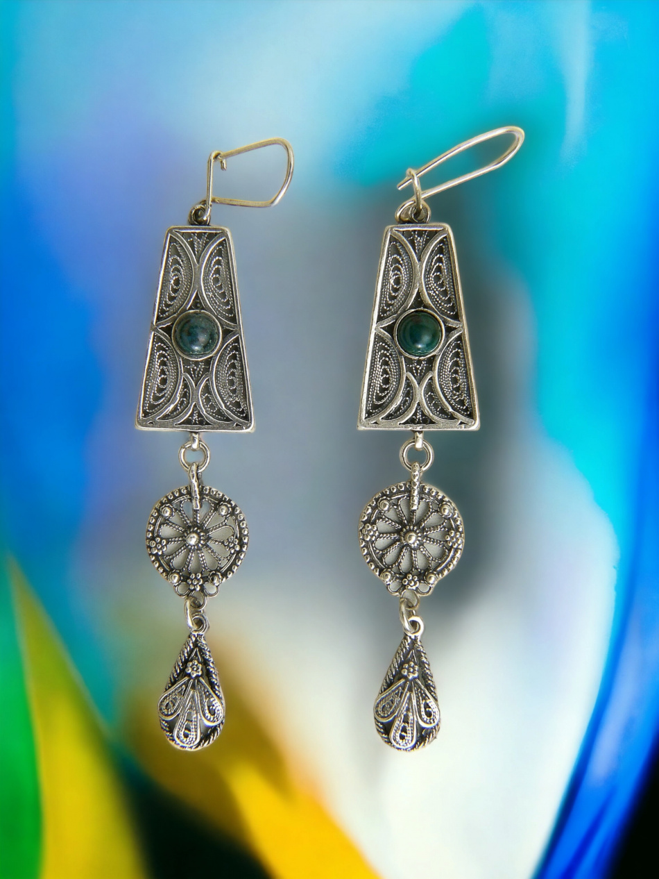 LONGUES BOUCLES D'OREILLES EN ARGENT 