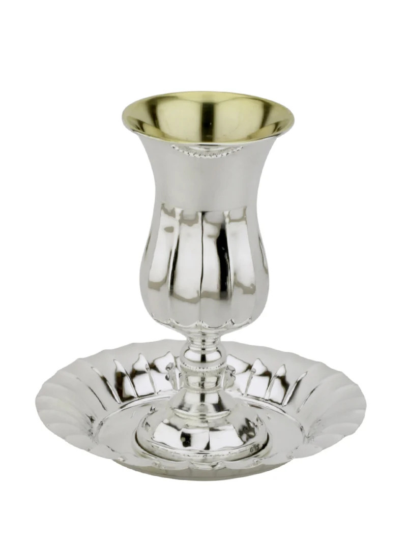 Ensemble de kiddouch en argent sterling 925 : Un gobelet & une assiette assortie