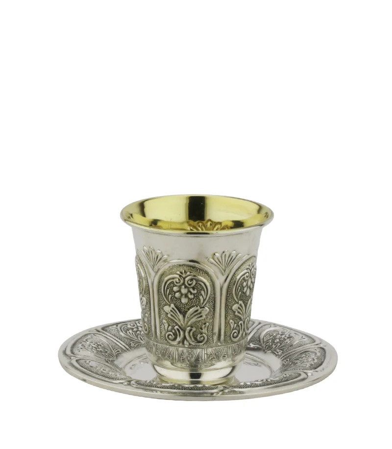 Verre Revi'it et petite assiette 925 Sterling Argent Pur Pour Chabbat Et Fêtes Juives