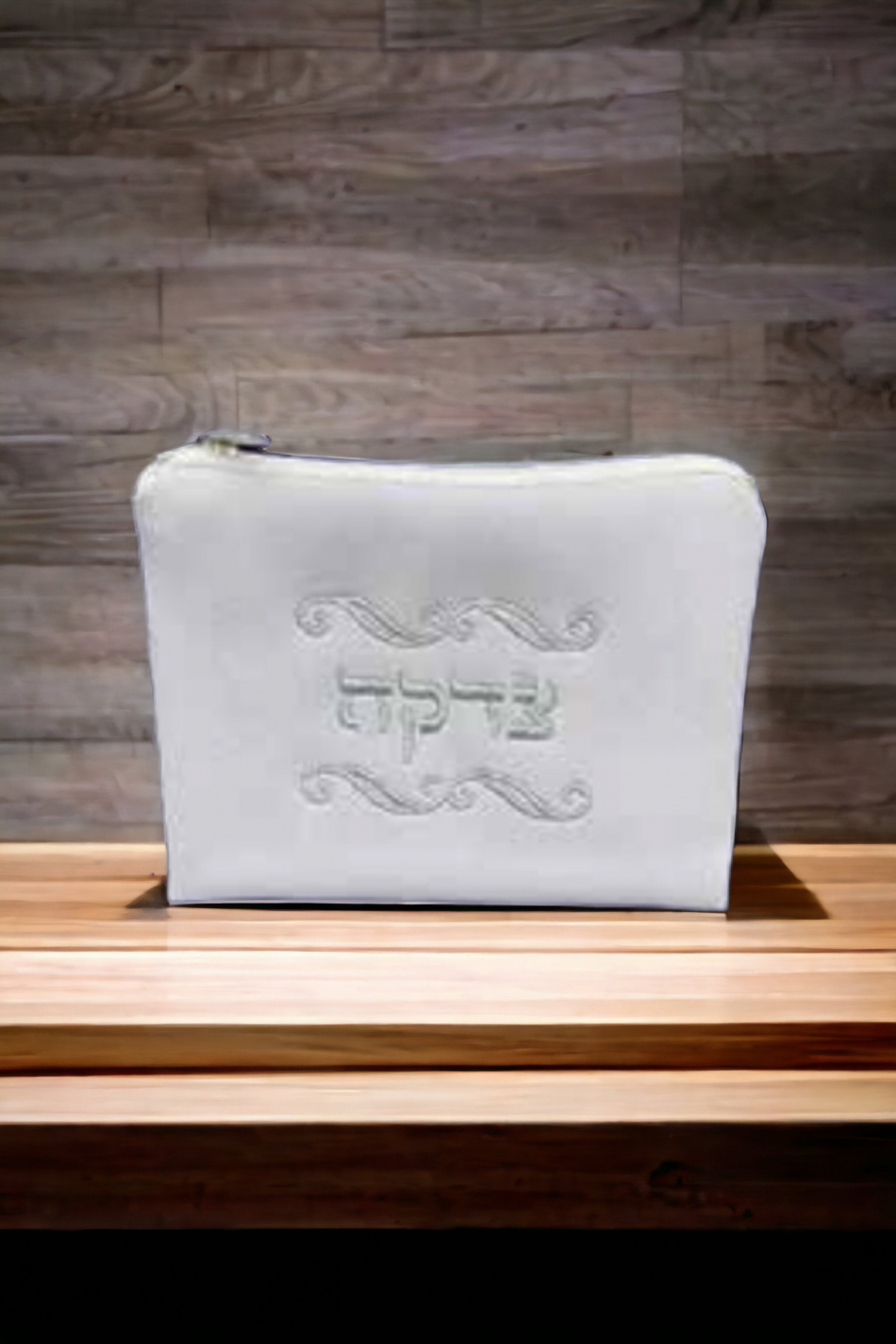 Porte-Monnaie Pour La Tsédaka En Simili Cuir Couleur blanc