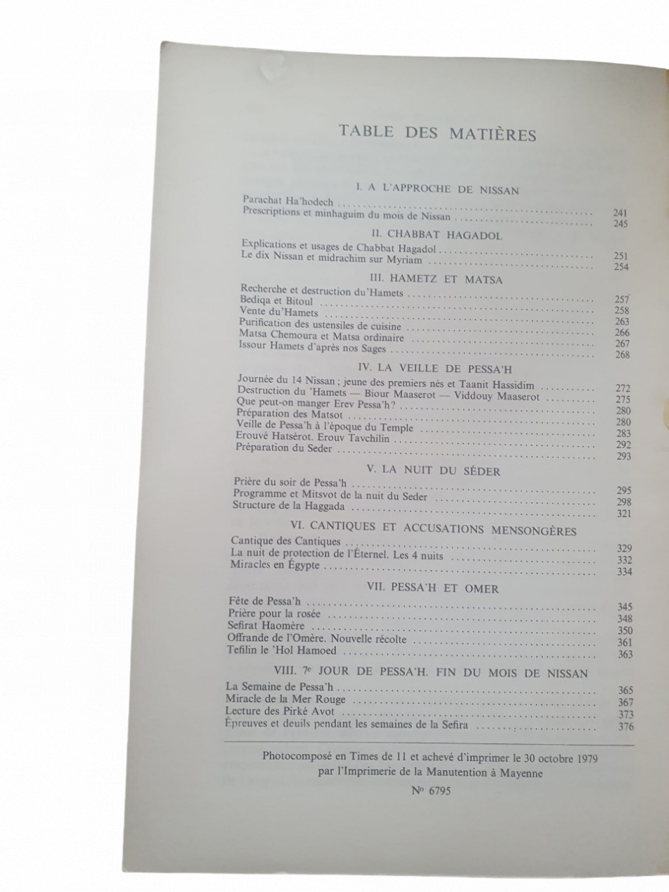 Eliahou Ki Tov Ephémérides de l'année juive Pessa'h et la Période de l'Omer