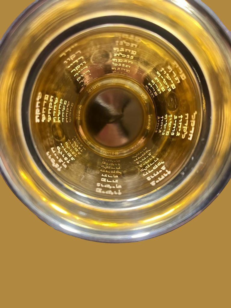 VERRE DE KIDOUSH DE LUXE DES 4 FLEUVES DU JARDIN D'ÉDEN EN ARGENT PUR : 925 ARGENT STERLING