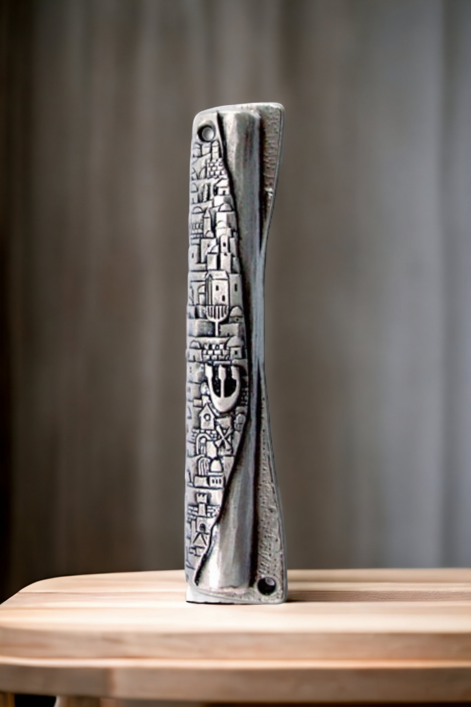 boîtier de mézouza au design de Jérusalem