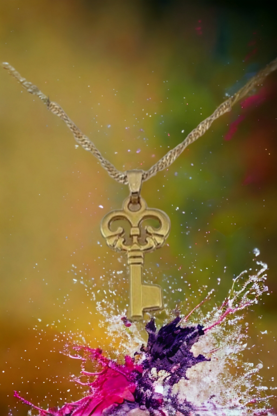 24K GOLD HEART KEY CHAIN