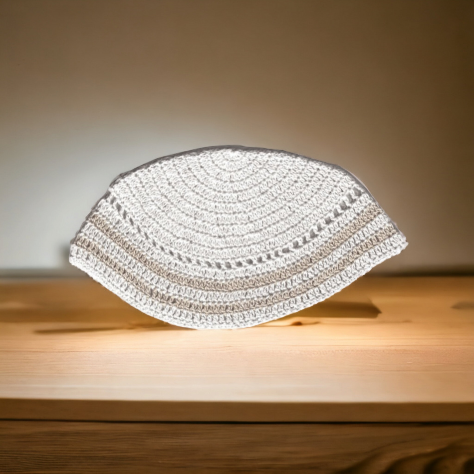 KIPPA BLANC CREMES RAYURES 11×22 cm