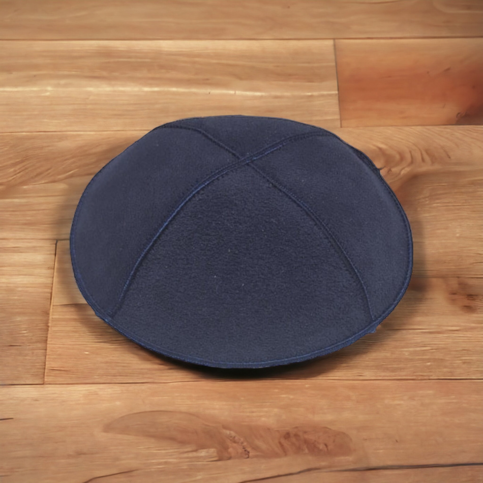 KIPPA EN CUIR BLEU FONCÉ 16cm