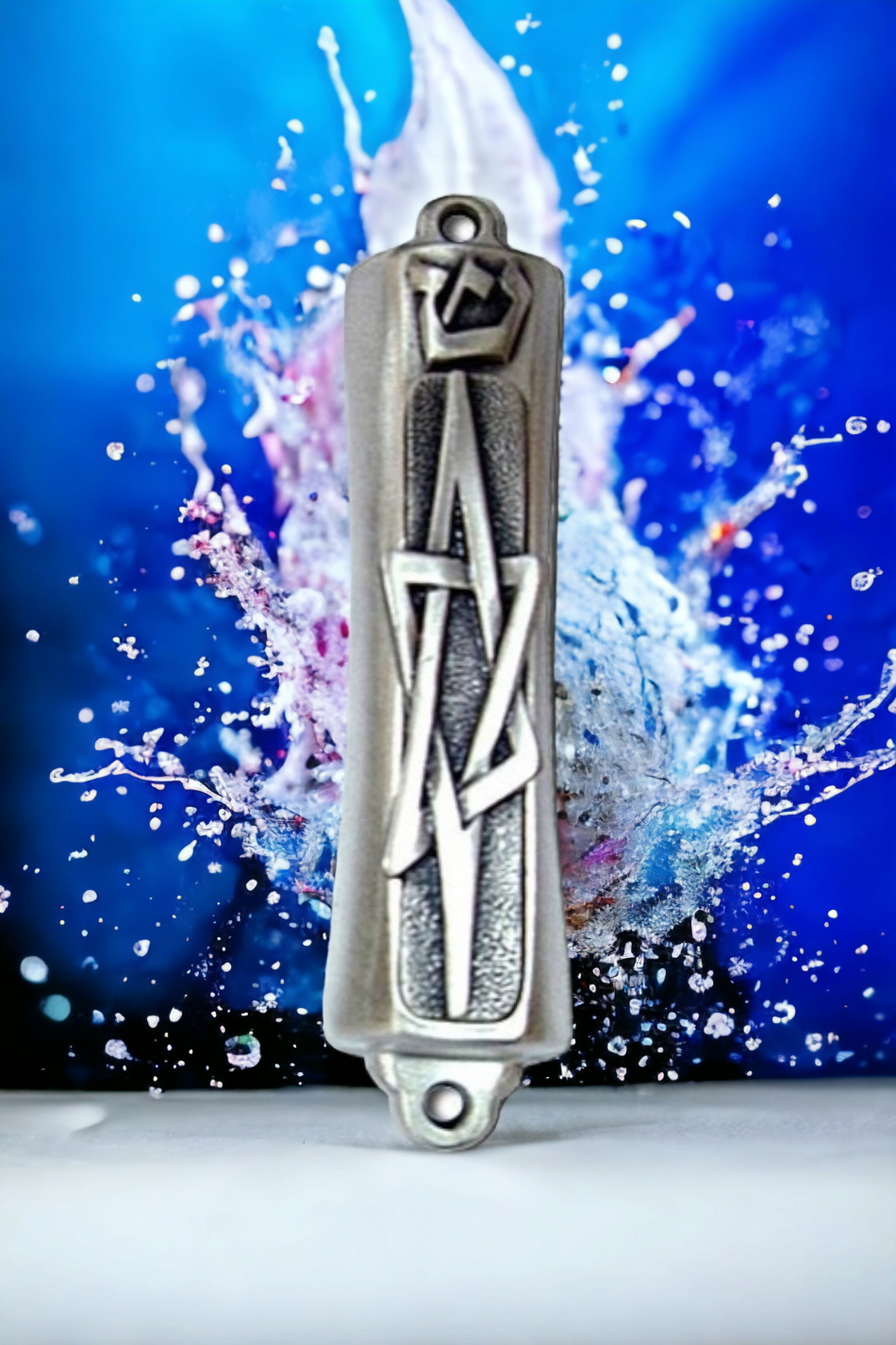 Boîtier de mézouza étoile de David couleur argent