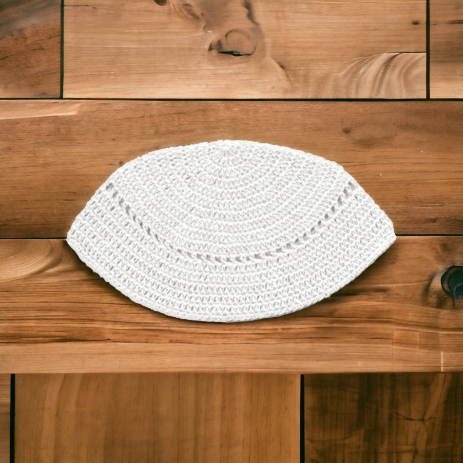 KIPPA TRICOTÉE BLANC 11×22 cm