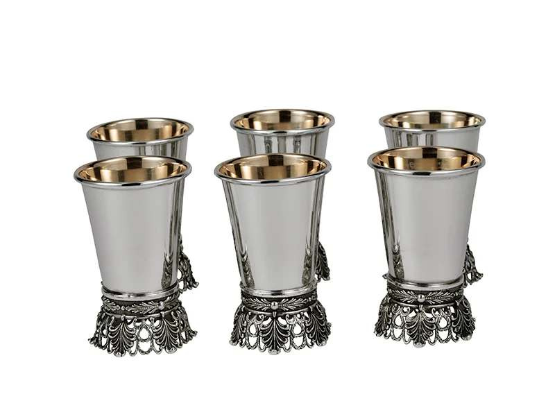6 verres à liqueur de luxe en argent sterling 925 : argent pur