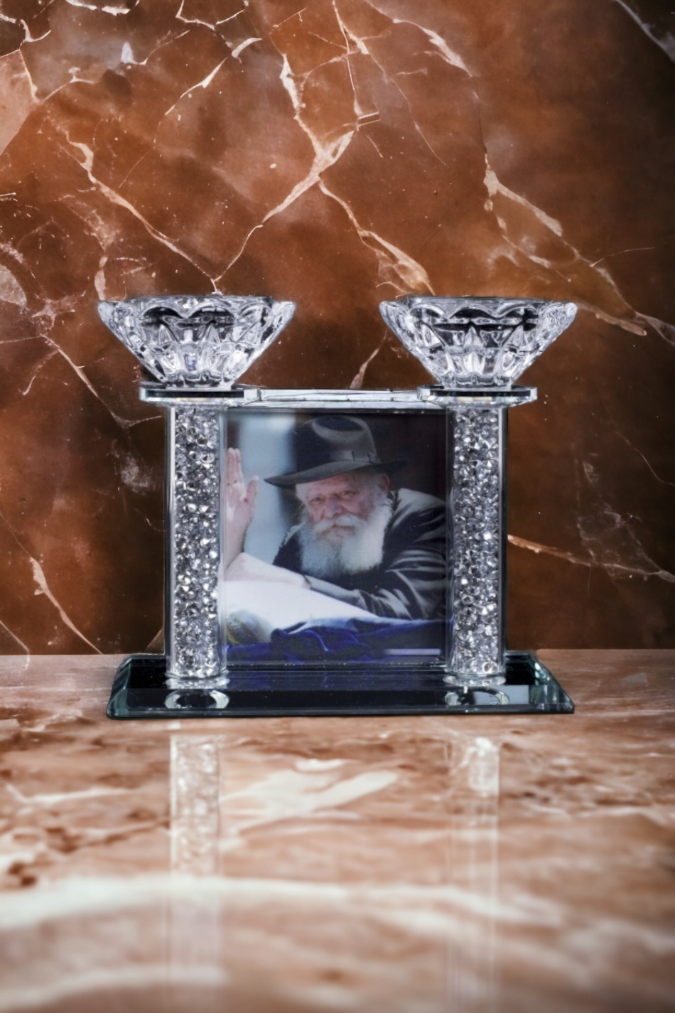 Bougeoirs en cristal Rabbi MENA'HEM MENDEL SCHNEERSON 