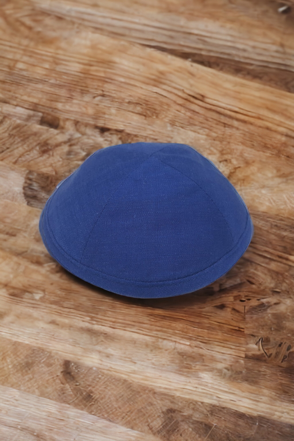 Kippa en lin bleu de haute qualité 18 cm