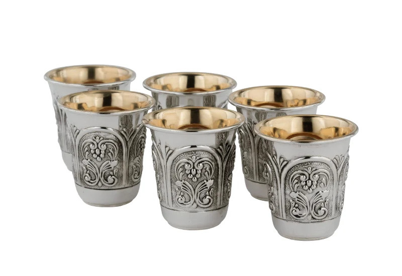 6 gobelets à liqueur en argent pur - 925 argent sterling 
