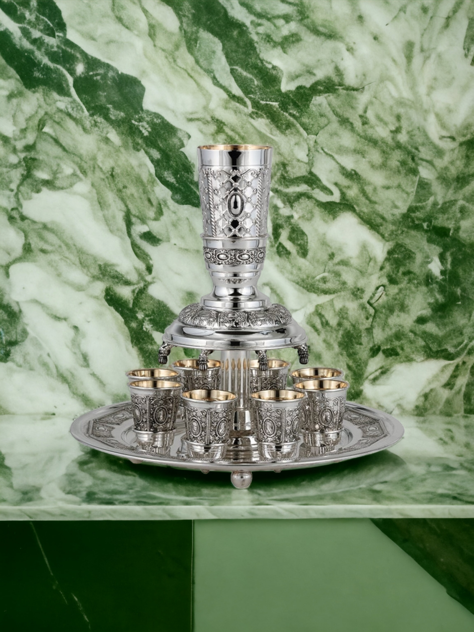 FONTAINE À VIN À CAPACITE 8 VERRES EN ARGENT PUR : 925 ARGENT STERLING 