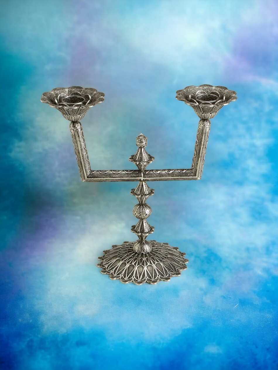 BOUGEOIRS DE CHABBAT EN ARGENT PUR 