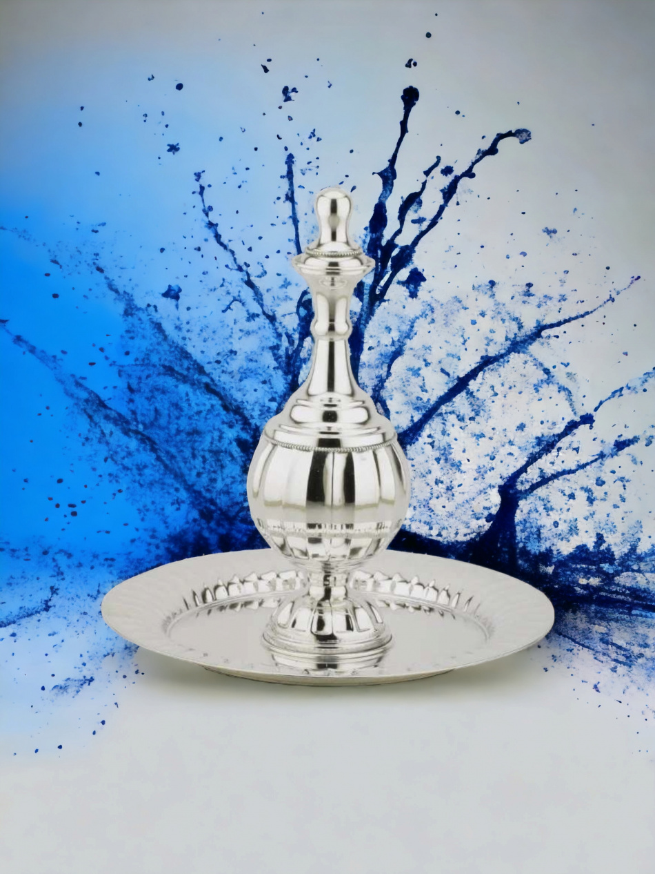 CARAFE À VIN AVEC PLATEAU EN ARGENT PUR : 925 ARGENT STERLING 