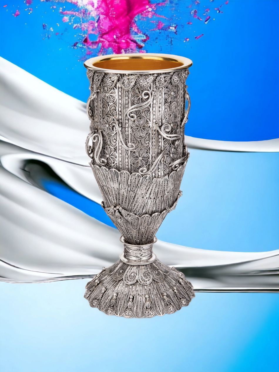 VERRE DE KIDOUSH ELIYAHOU HANAVI EN ARGENT PUR
