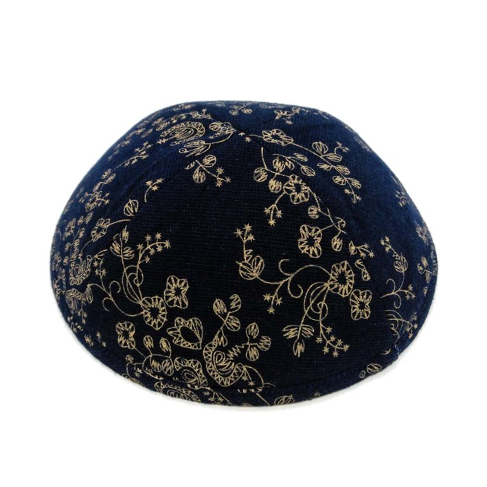 KIPPA IMPRIMÉ FLEURS MARINE POUR ENFANTS 