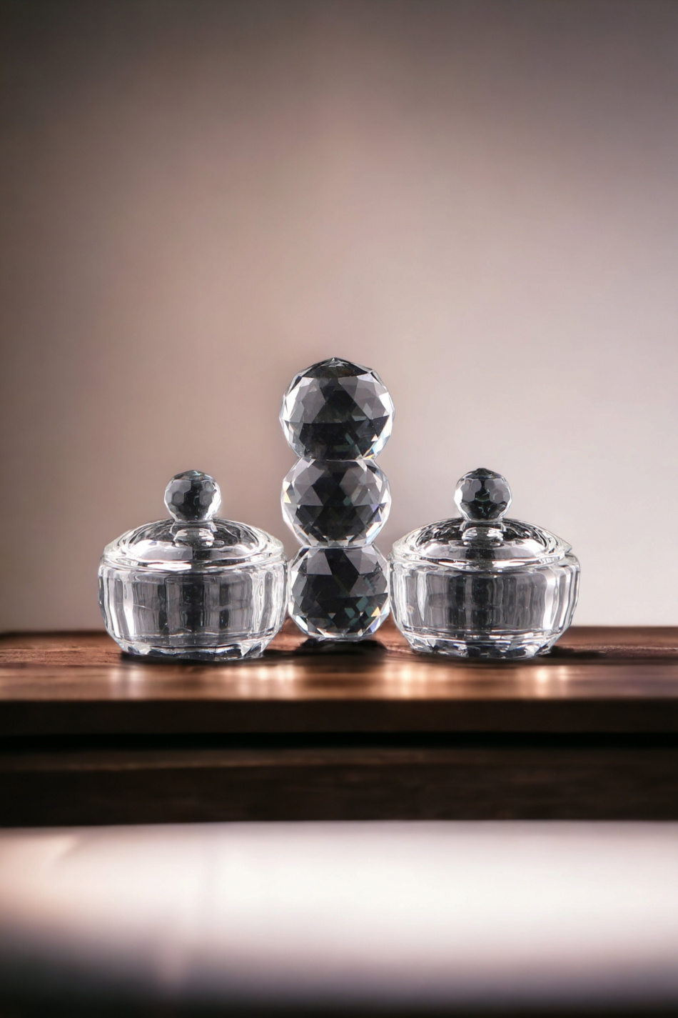  Salière hexagonale en cristal + couvercle